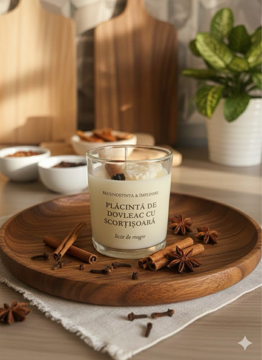 Lumânare naturală „Plăcintă de Dovleac cu Scorțișoară”