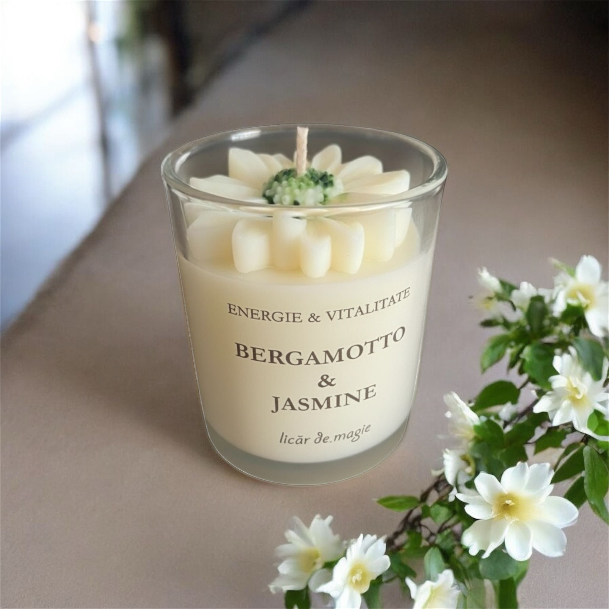 Lumânare Naturală – Bergamot & Jasmine Glow